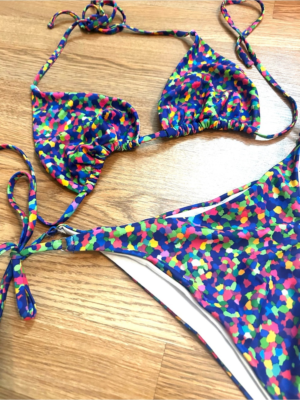Colorful Confetti Triangle String Bikini